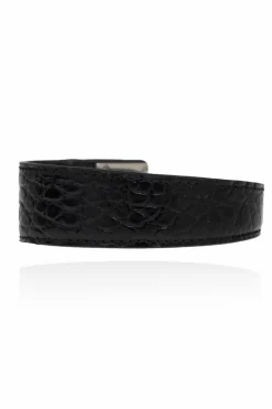 Saint Laurent CZARNY Skórzana bransoleta
