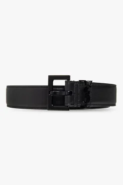 Saint Laurent CZARNY Skórzany pasek z logo