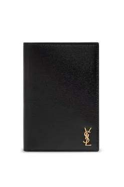 Saint Laurent CZARNY Skórzany portfel z logo