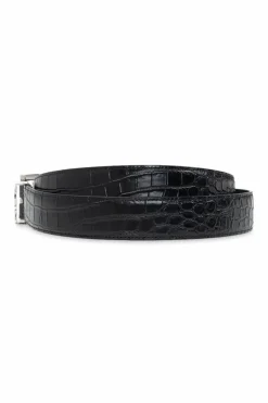 Saint Laurent CZARNY Skórzany pasek z logo