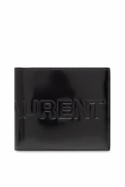 Saint Laurent CZARNY Skórzany portfel z logo