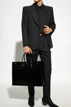 Saint Laurent CZARNY Spodnie w kant