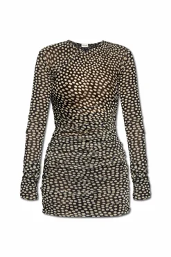 Saint Laurent CZARNY Sukienka ze wzorem w kropki