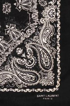 Saint Laurent CZARNY Szal z motywem ‘paisley’