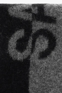 Saint Laurent CZARNY Szal z logo