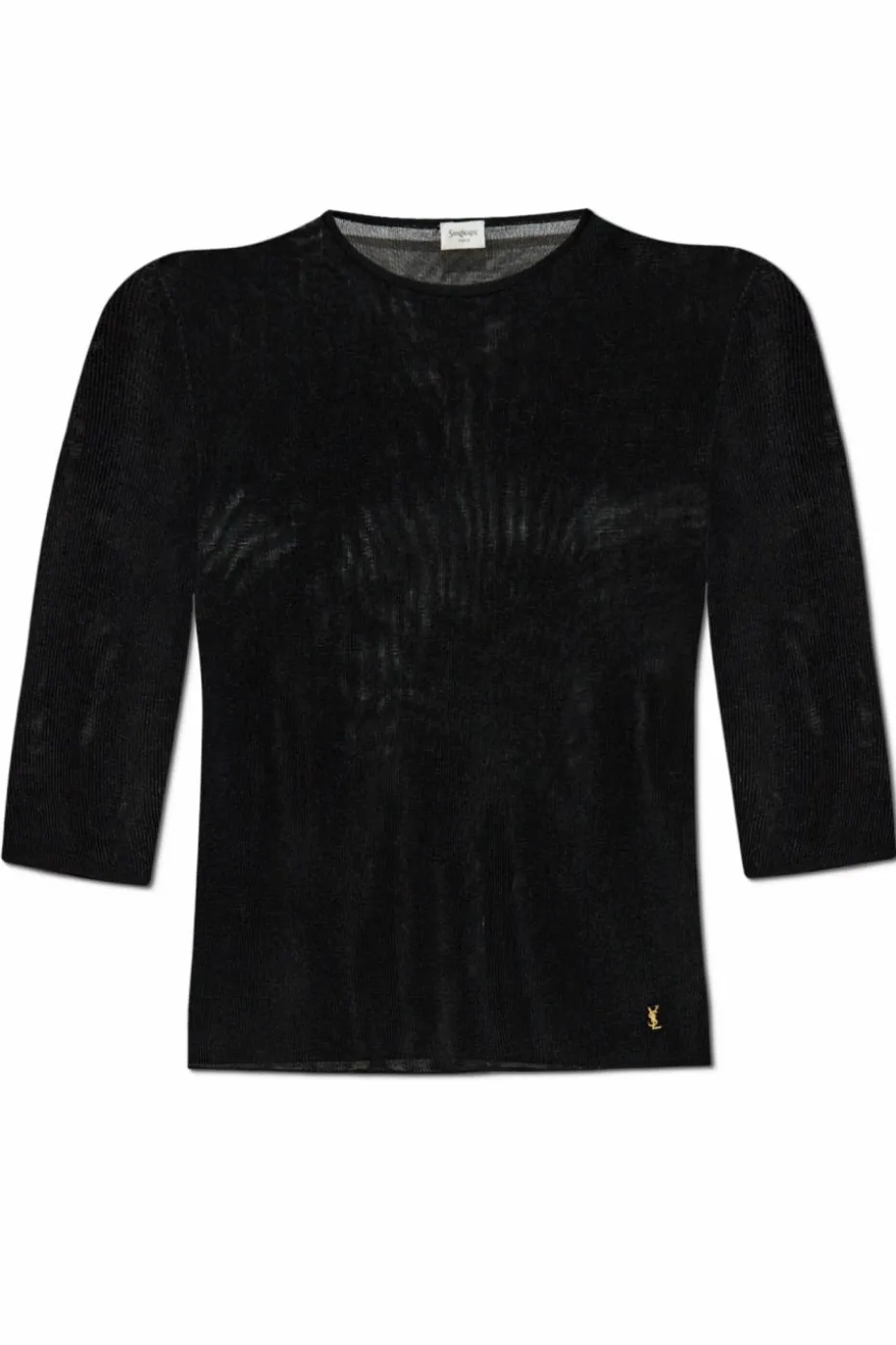 Saint Laurent CZARNY Top z aplikacją w kształcie logo