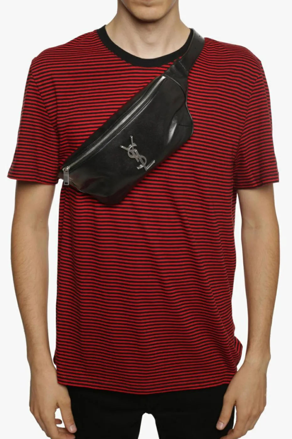 Saint Laurent CZARNY Torba na pas z logo