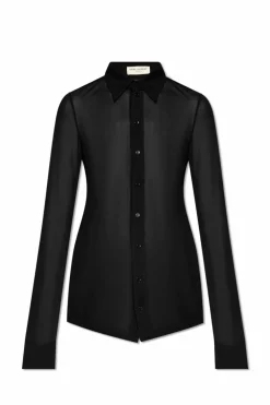 Saint Laurent CZARNY Transparentna koszula