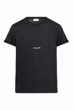 Saint Laurent CZARNY T-shirt z nadrukowanym logo
