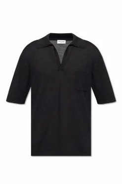Saint Laurent CZARNY Wełniane polo
