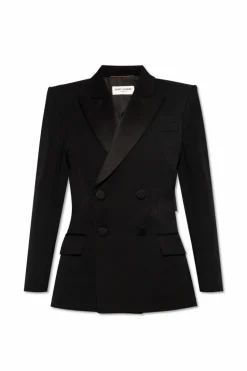 Saint Laurent CZARNY Wełniana marynarka