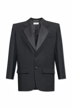 Saint Laurent CZARNY Wełniana marynarka