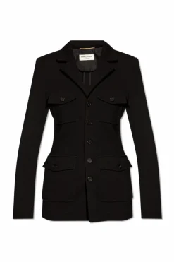 Saint Laurent CZARNY Wełniana marynarka