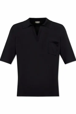 Saint Laurent CZARNY Wełniane polo