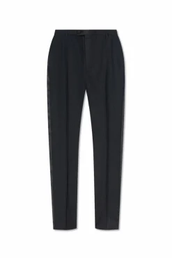 Saint Laurent CZARNY Wełniane spodnie w kant