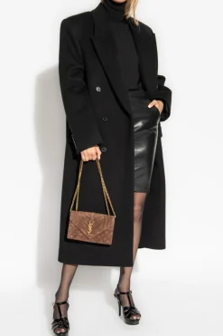 Saint Laurent CZARNY Wełniany golf
