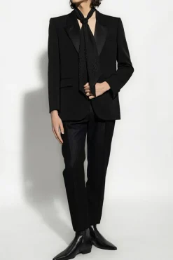 Saint Laurent CZARNY Wełniana marynarka