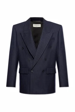 Saint Laurent GRANATOWY Dwurzędowa marynarka