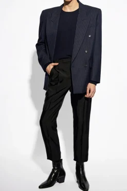 Saint Laurent GRANATOWY Dwurzędowa marynarka