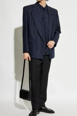 Saint Laurent GRANATOWY Jedwabna koszula