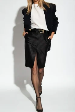 Saint Laurent GRANATOWY Wełniana marynarka
