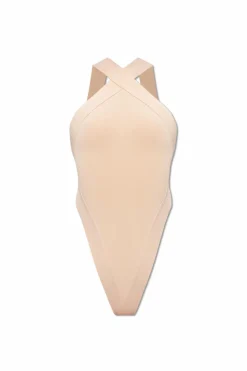 Saint Laurent kremowy Body na ramiączkach