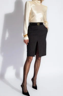 Saint Laurent kremowy Jedwabny top