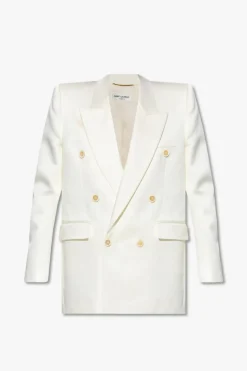 Saint Laurent kremowy Jedwabna marynarka