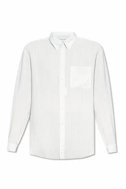 Saint Laurent kremowy Koszula ze wzorem w prążki