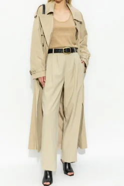 Saint Laurent kremowy Spodnie z wysokim stanem
