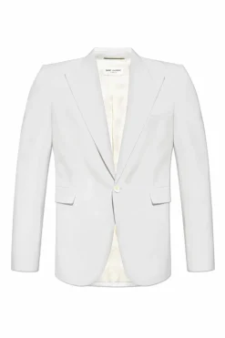 Saint Laurent kremowy Wełniana marynarka