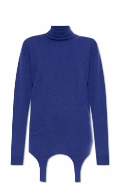 Saint Laurent NIEBIESKI Golf z paskami do pończoch
