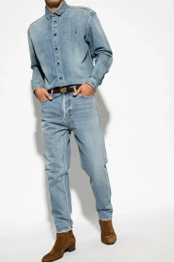 Saint Laurent NIEBIESKI Jeansy z naszywką z logo