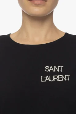 Saint Laurent SREBRNY Broszki z logo