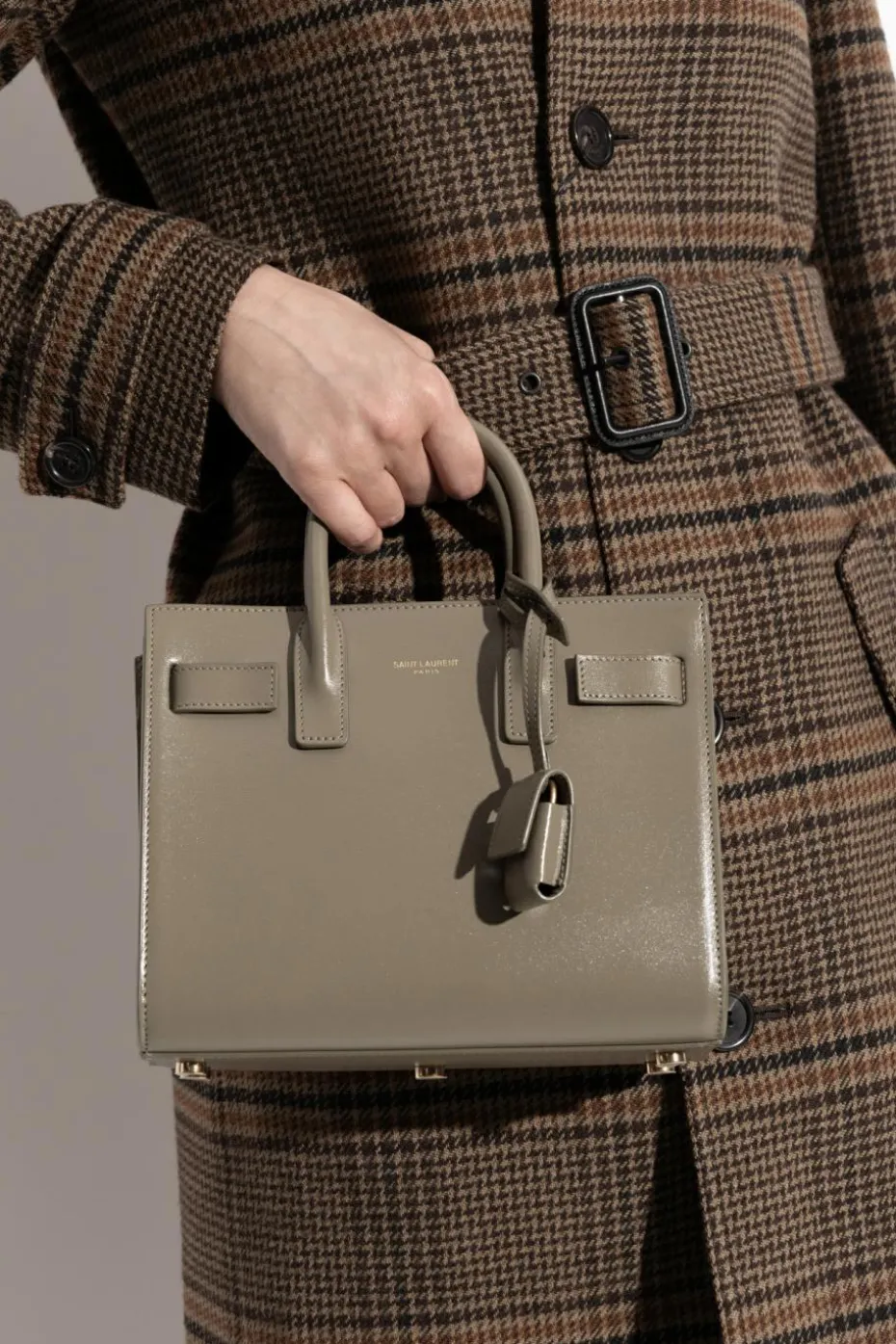 Saint Laurent SZARY Torba do ręki `Sac De Jour Nano`