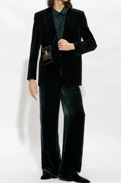 Saint Laurent ZIELONY Aksamitna marynarka