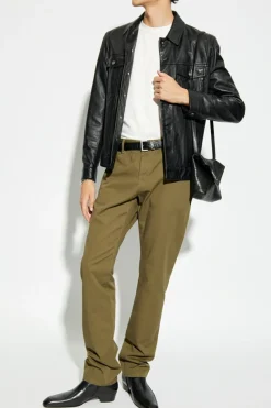 Saint Laurent ZIELONY Bawełniane spodnie