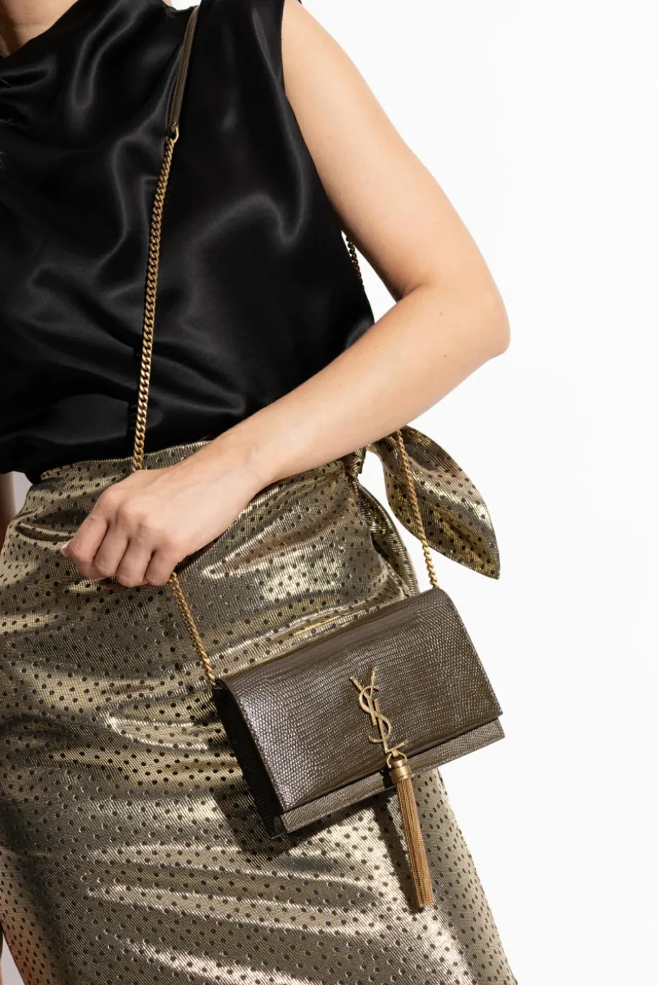 Saint Laurent ZIELONY Torba na ramię `Kate`