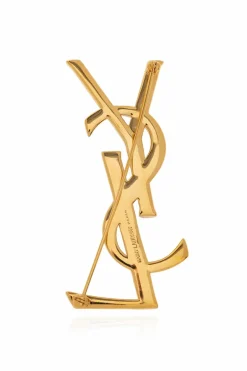 Saint Laurent ZŁOTY Broszka w kształcie logo