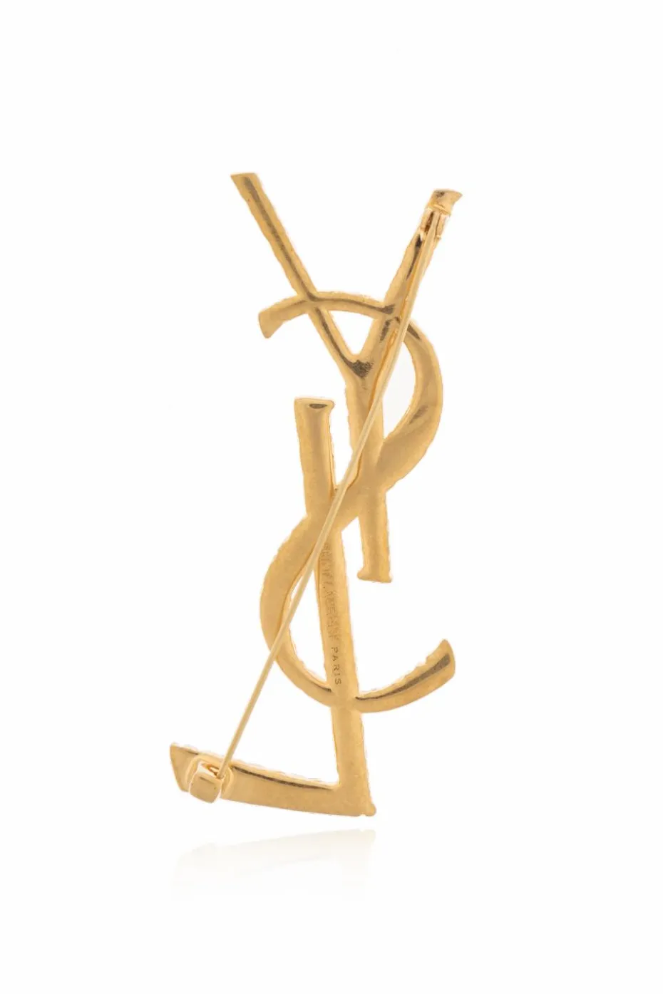Saint Laurent ZŁOTY Broszka w kształcie logo