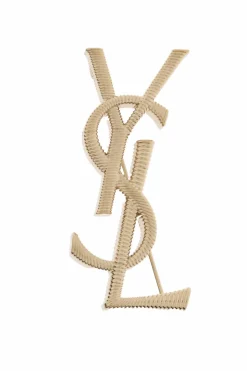 Saint Laurent ZŁOTY Broszka w kształcie logo