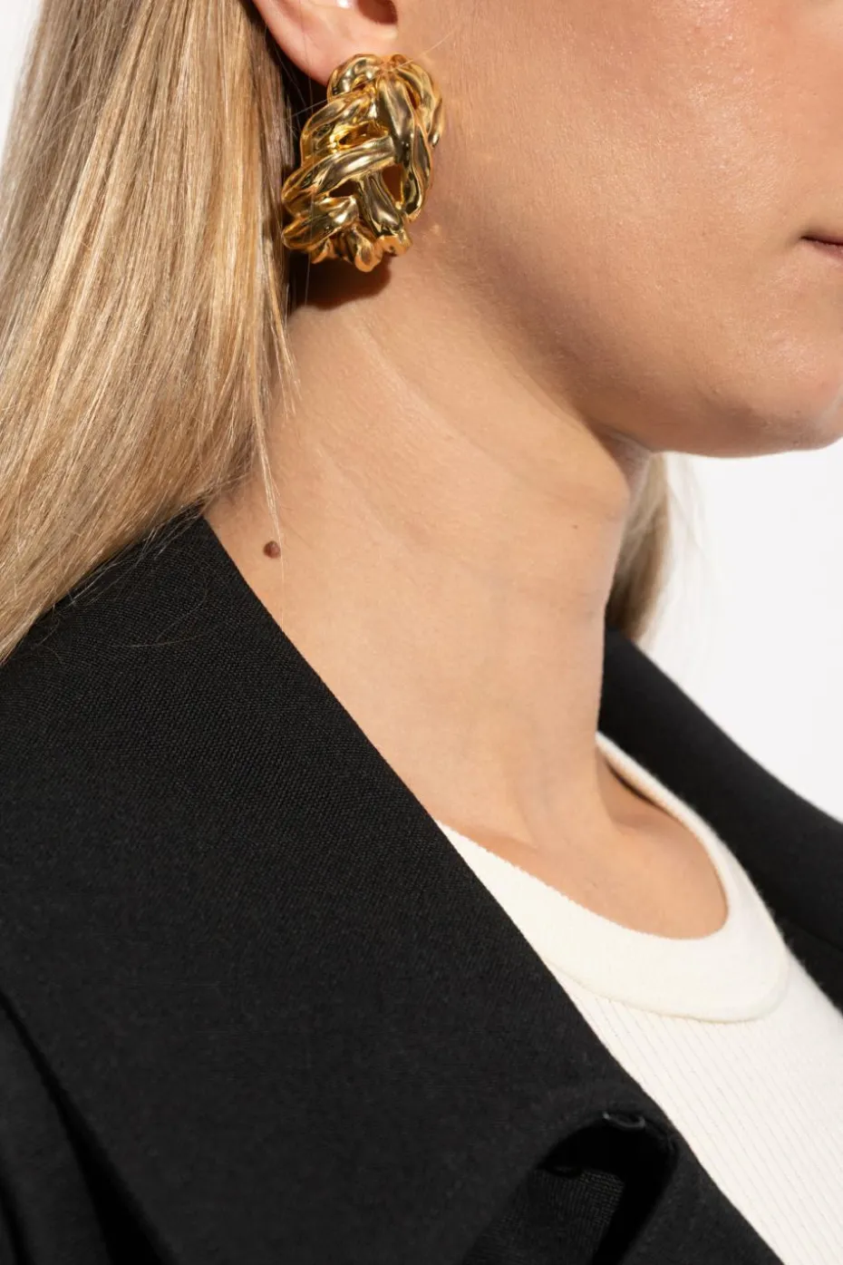 Saint Laurent ZŁOTY Mosiężne klipsy