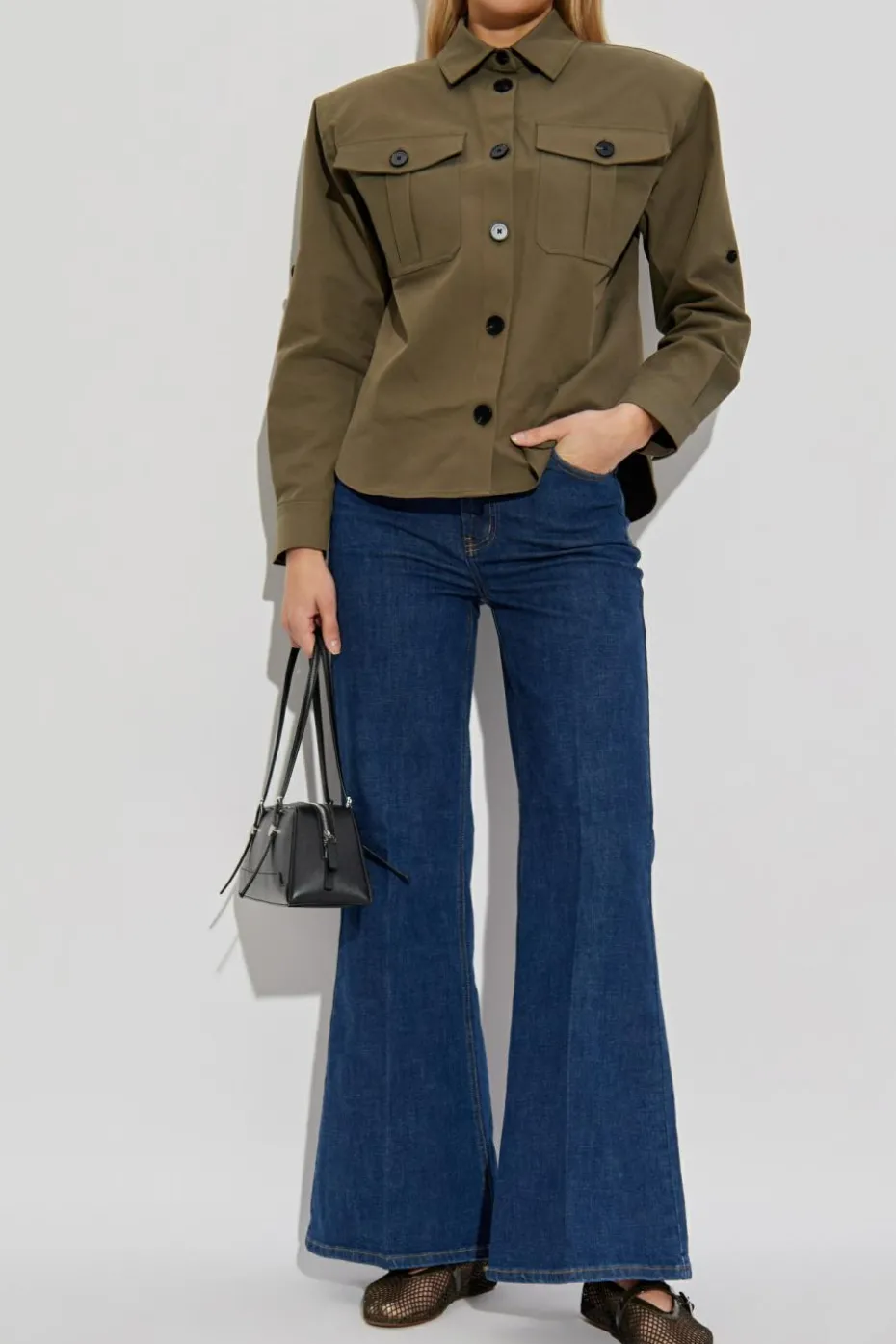 Self-Portrait GRANATOWY Jeansy z rozszerzanymi nogawkami