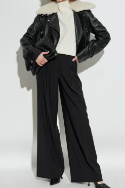 Sportmax CZARNY Skórzana kurtka ‘Toscana’