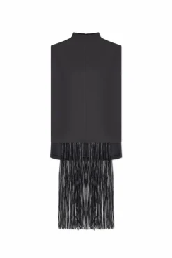 Sportmax CZARNY Top `Soraia` z frędzlami