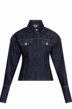 Sportmax GRANATOWY Jeansowa kurtka `Gange`