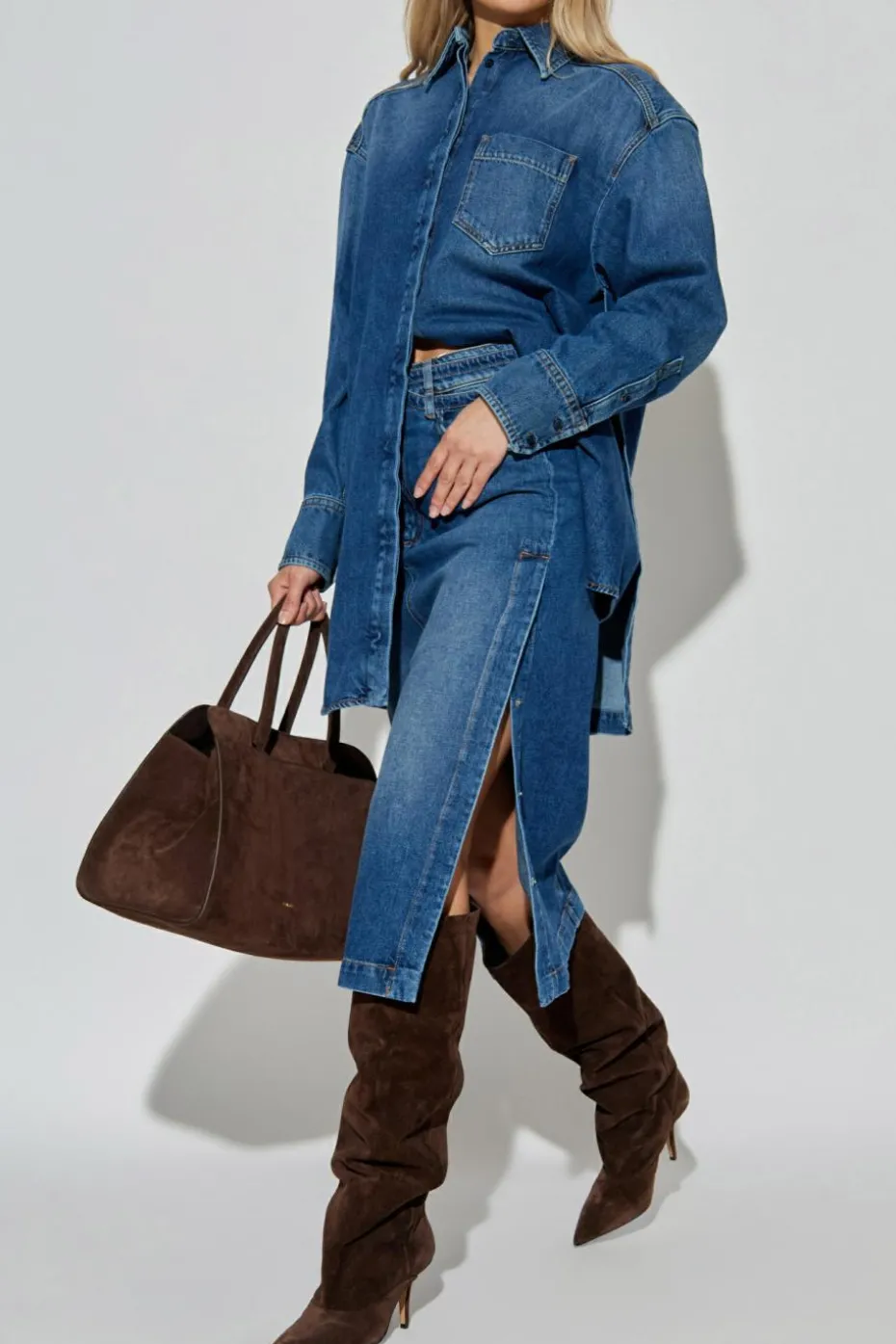 Sportmax GRANATOWY Jeansowa spódnica `Biblios`