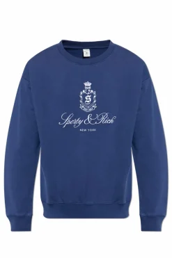 Sporty & Rich GRANATOWY Bluza z logo z kolekcji `Core`