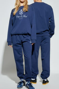 Sporty & Rich GRANATOWY Bluza z logo z kolekcji `Core`