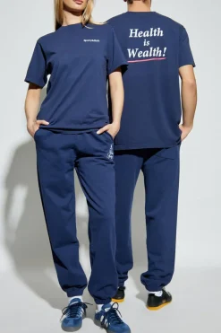 Sporty & Rich GRANATOWY T-shirt z nadrukiem